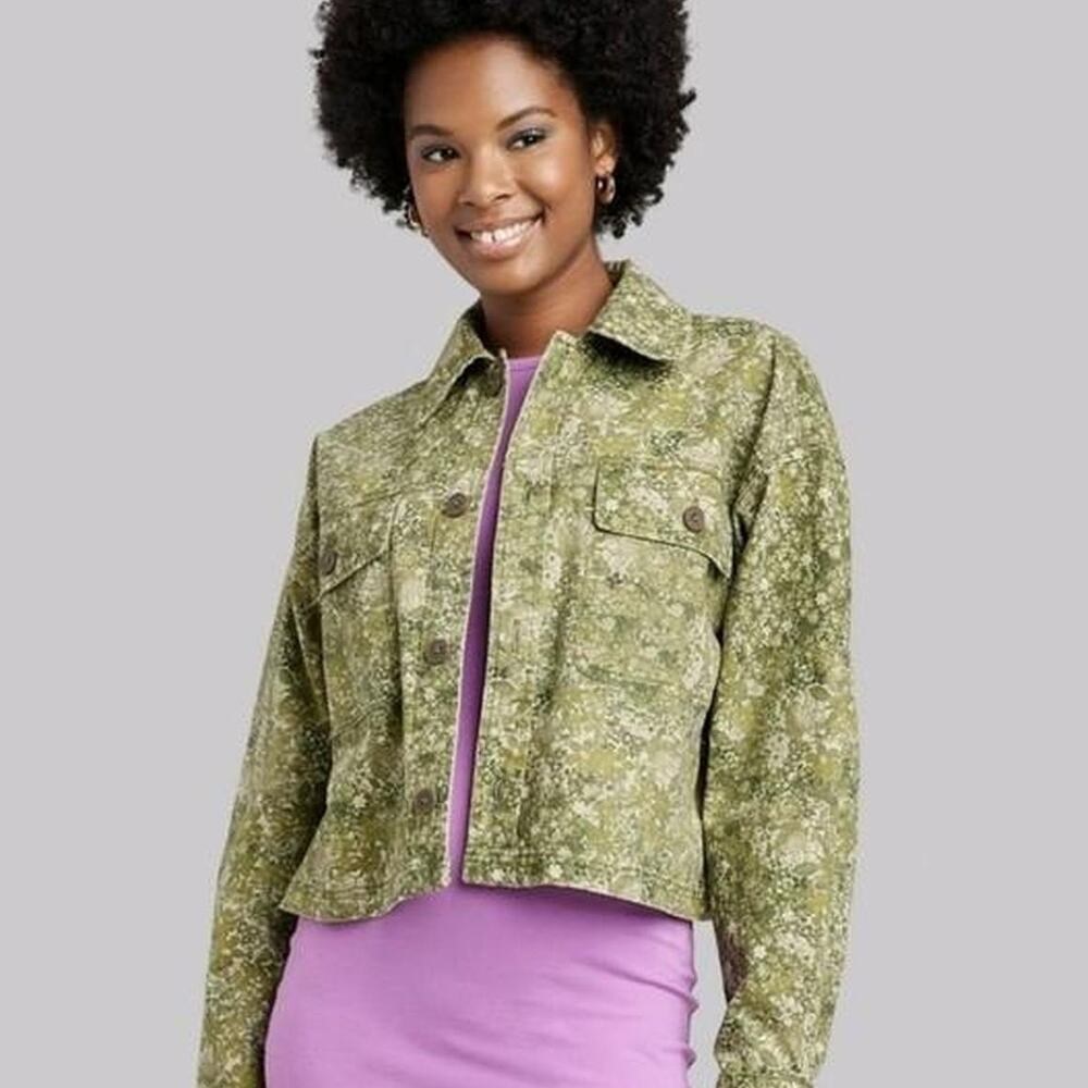 Wild Fable Green Floral Cropped Jacket